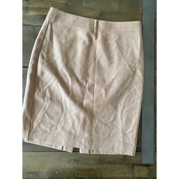 J Crew The Pencil Skirt Brown Wool Blend Skirt Size 4 Lined Back Vent Career - Picture 1 of 8
